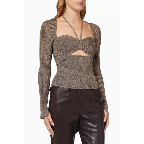 Jonathan Simkhai Alexia Knit Long Sleeve Top sweater dune chocolate tan - Picture 9 of 11